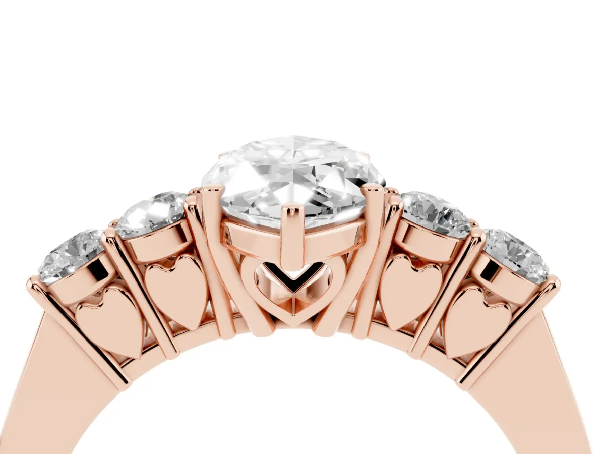 Marquise Cut Cut Diamond Five-Stone Prong Set White Gold Ring Rose gold