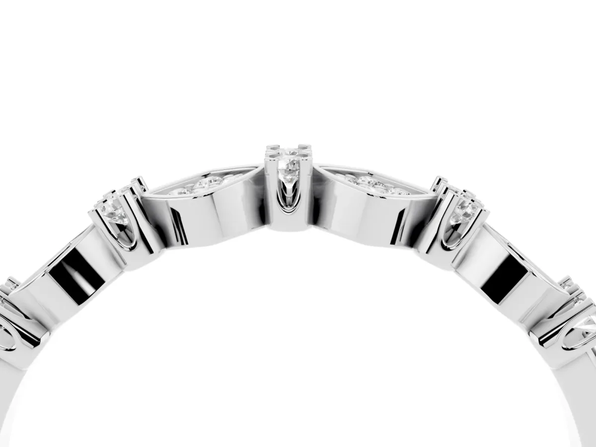 Pavé Cushion Diamond Cluster Eternity Band with Prong Setting Platinum