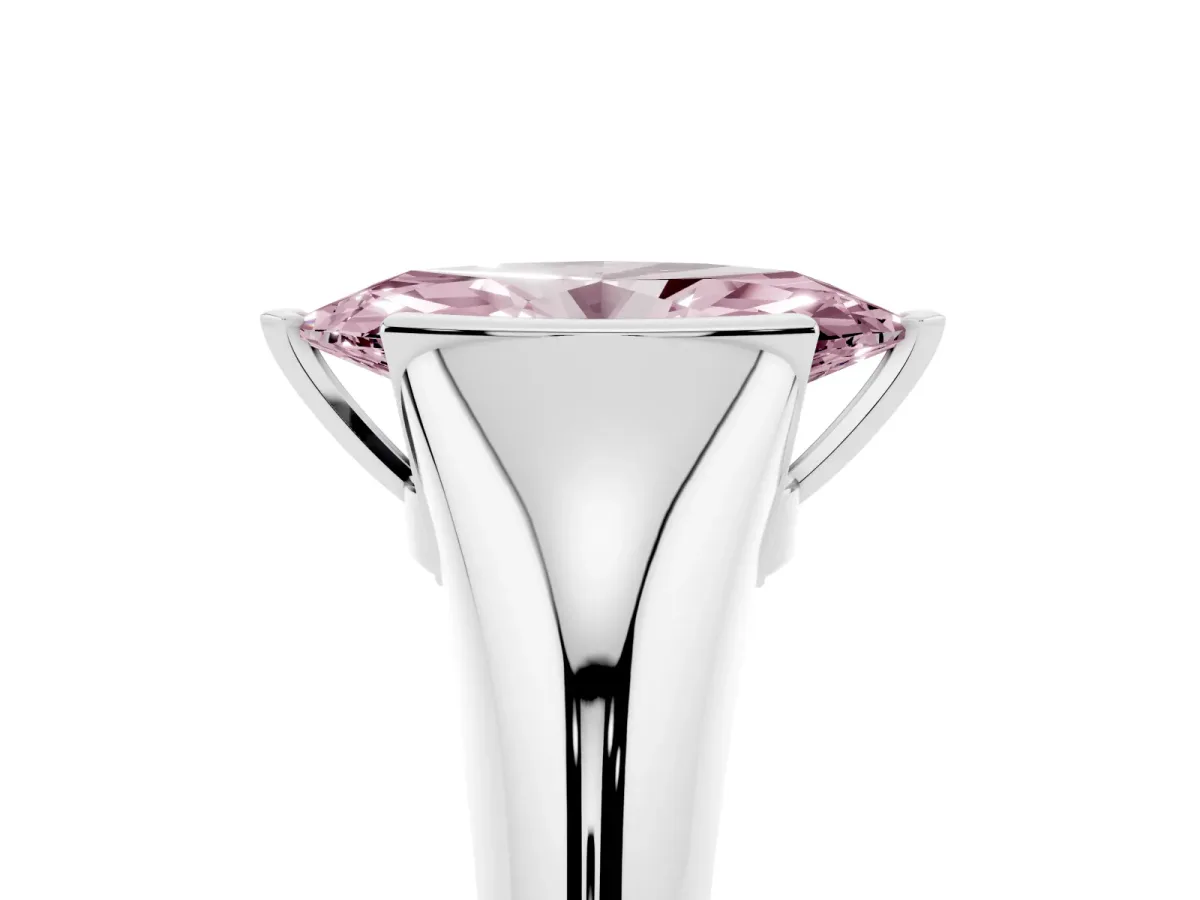 Fancy Pink Marquise Cut Solitaire Tension Set Diamond Ring Silver