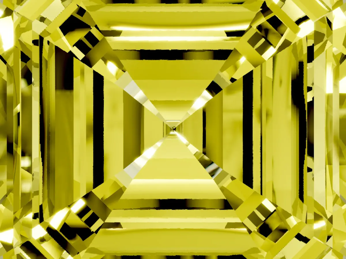 Fancy Yellow Asscher Cut Halo Diamond Ring with Milgrain Edge and Round Prong Setting Silver