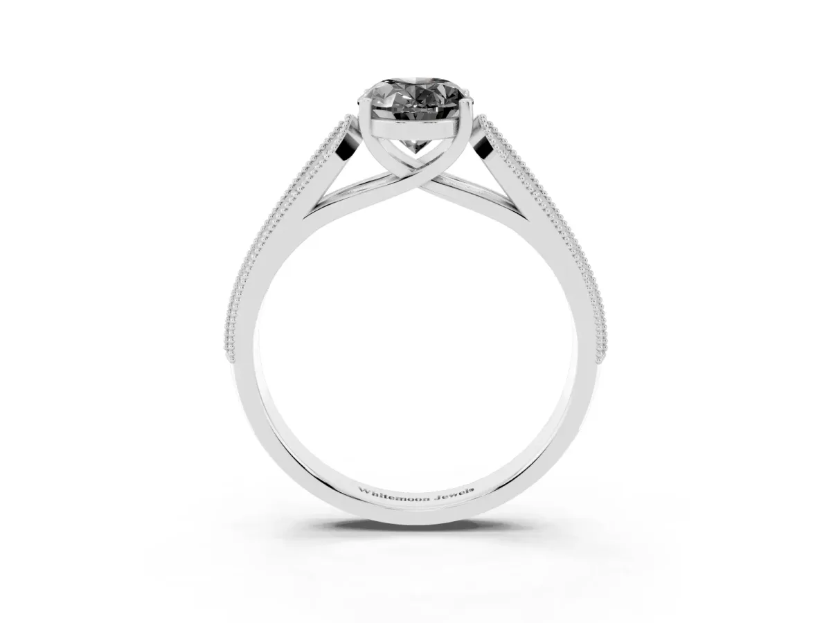 Fancy Black Oval Cut Cut Pave Split Shank Engagement Ring with Four-Prong Setting Platinum