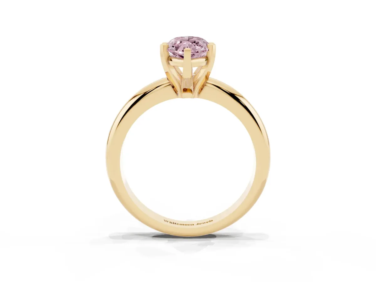 Fancy Pink Marquise Cut Diamond Solitaire Engagement Ring with Round Band and Four-Prong Setting Yellow gold
