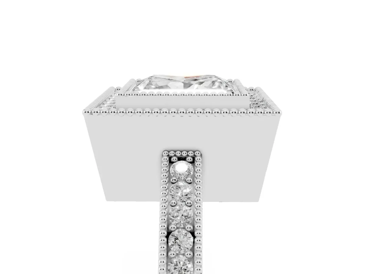 Princess Cut Cut Halo Pavé Diamond Ring Platinum