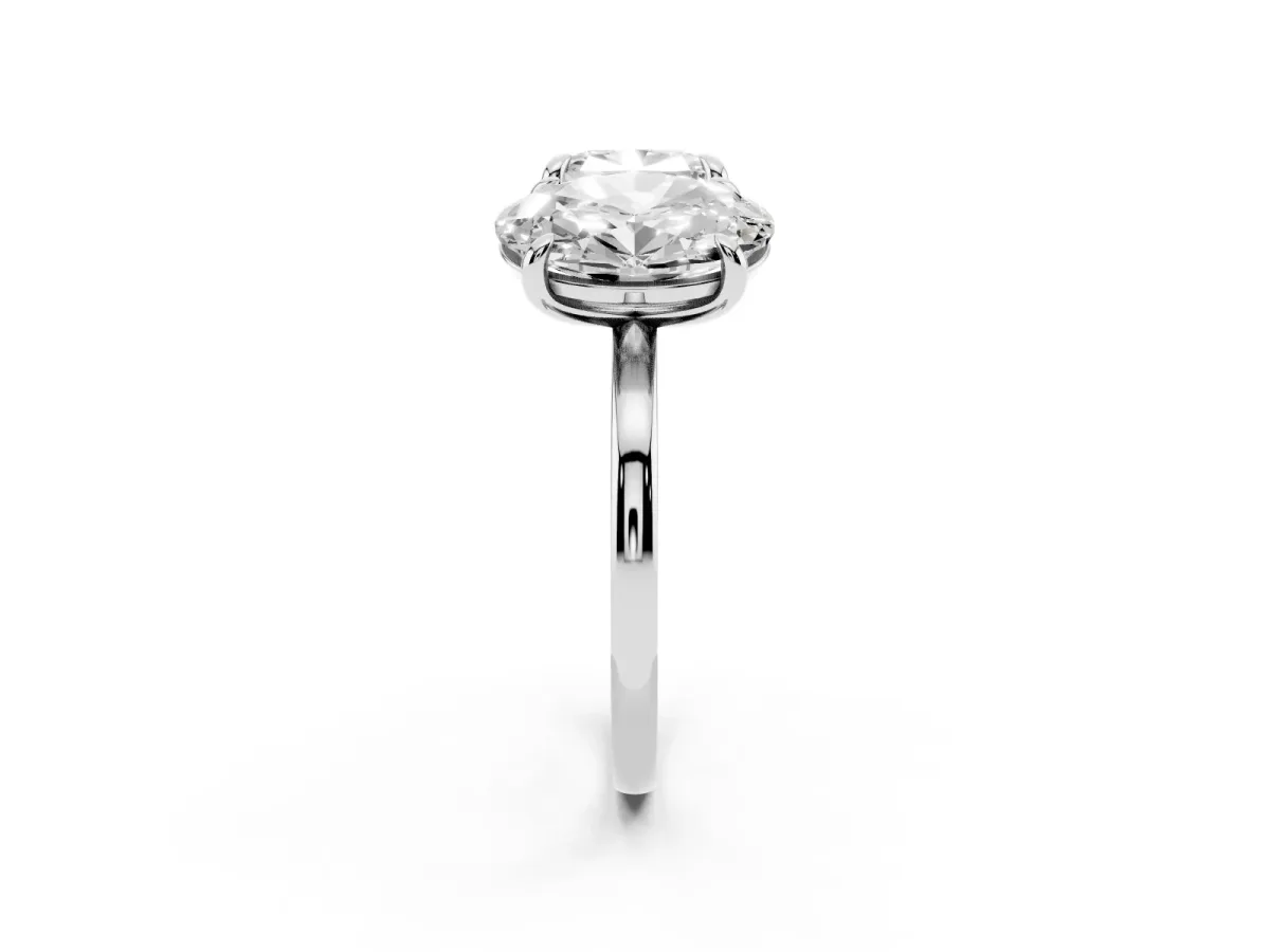 Oval and Cushion Toi Moi Ring with Prong Setting and Plain Band Silver