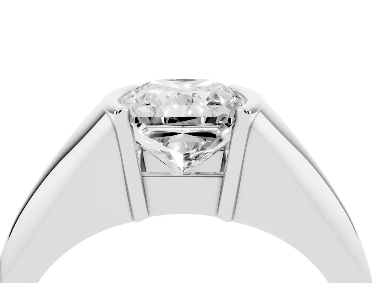 Radiant Cut Solitaire Tension Set Diamond Ring Silver