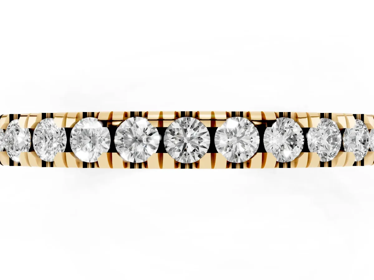 Round Diamond Pavé Set Eternity Band Yellow gold