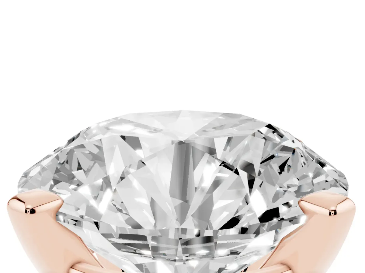 Round Cut Diamond Solitaire Ring with Prong Setting and Classic Band Rose gold