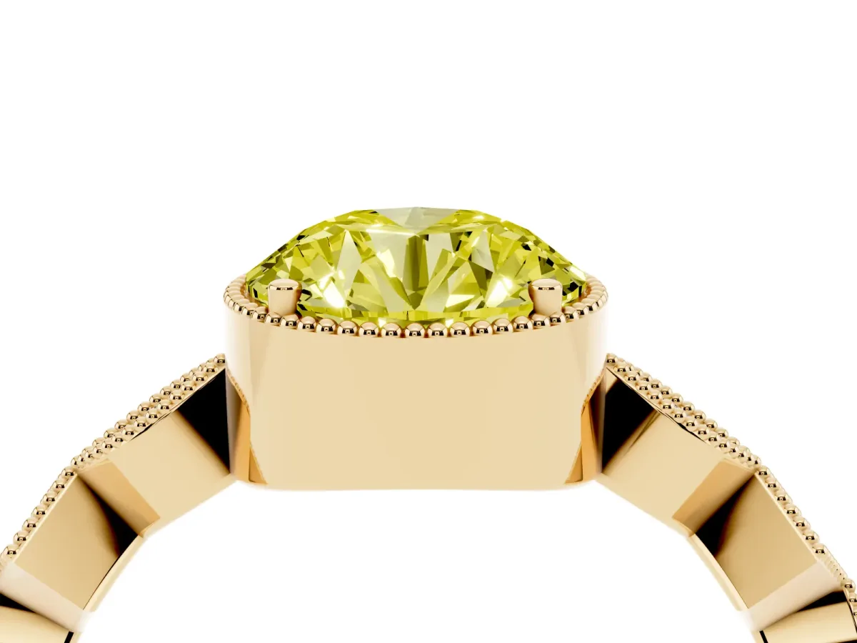Fancy Yellow Round Cut Milgrain Marquise Diamond Twist Band Ring Yellow gold