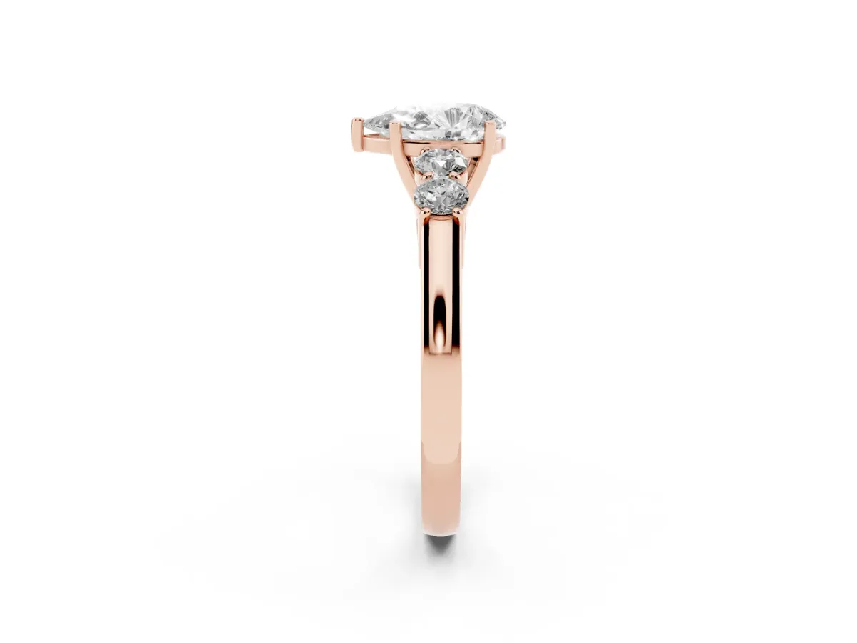 Pear Cut Cut Diamond Five-Stone Prong Set White Gold Ring Rose gold