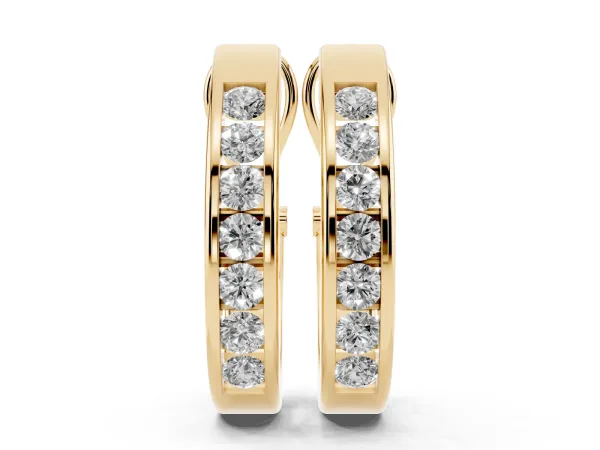 Channel-Set Round Diamond Hoop Earrings in White Gold Yellow gold