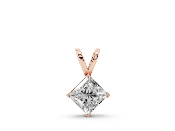 Princess Cut Bezel Set Pendant Rose gold