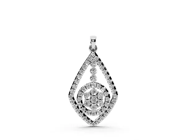 Diamond Halo Pendant with Pavé Setting Silver