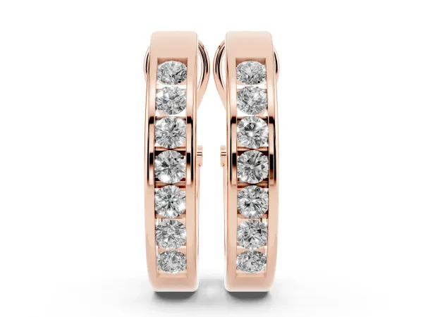 Channel-Set Round Diamond Hoop Earrings in White Gold Rose gold