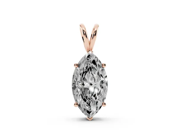 Marquise Diamond Solitaire Pendant with Prong Setting Rose gold
