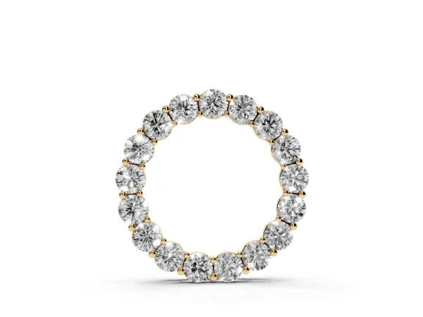 Round Diamond Prong-Set Circle Pendant Yellow gold