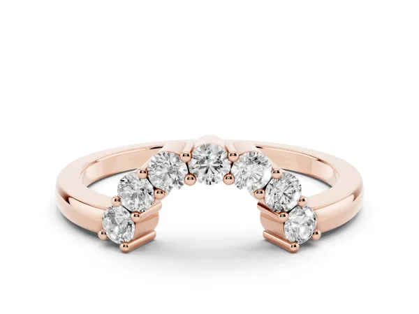Curved Round Diamond Pave Band with Prong Setting Rose gold