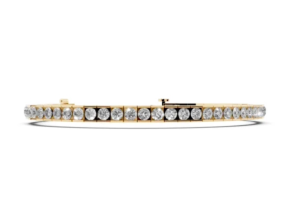 Round Diamond Channel-Set Tennis Bracelet with Box Clasp Yellow gold