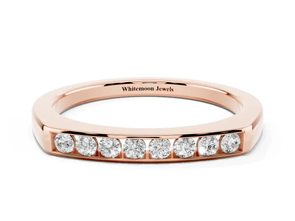 Channel Set Round Diamond Flat Band Rose gold