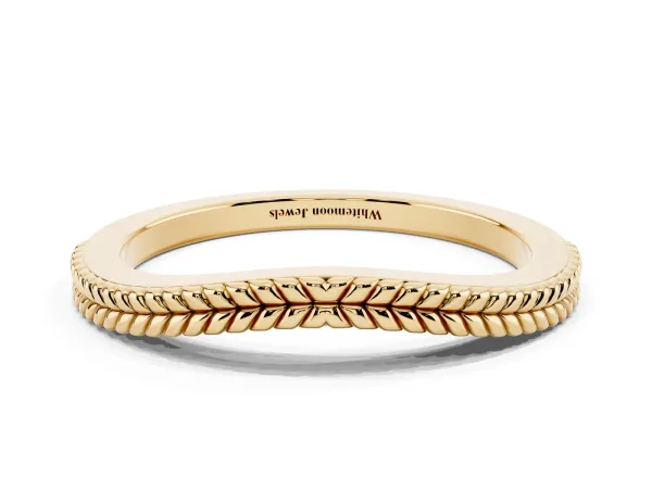 Milgrain Twist Contour Wedding Band Yellow gold