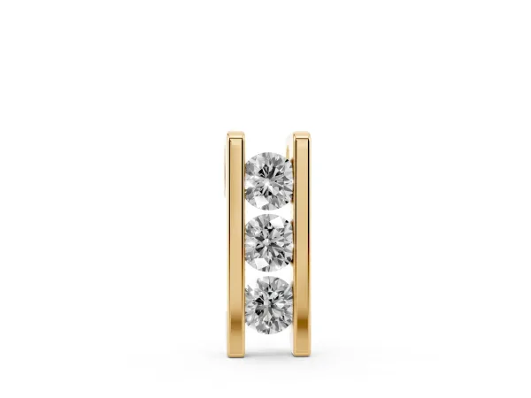 Vertical Channel-Set Round Diamond Bar Pendant Yellow gold