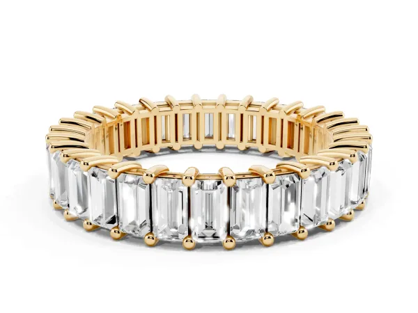 Baguette Cut Eternity Band with Shared Prong Setting Yellow gold