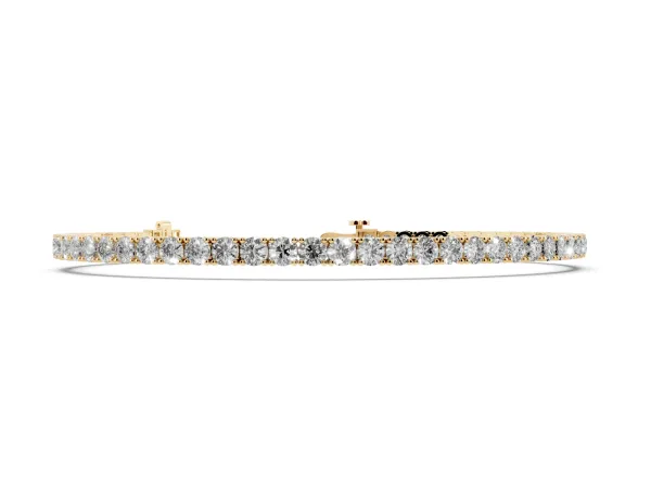 Round Diamond Tennis Bracelet with Prong Setting in White Gold Yellow gold