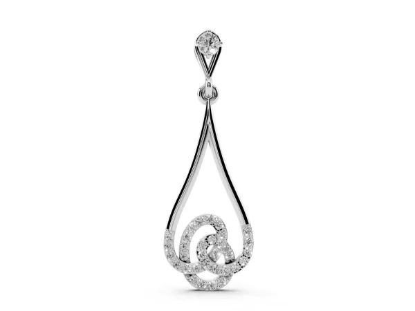Teardrop Diamond Pavé Pendant with Round Brilliant Cut White gold