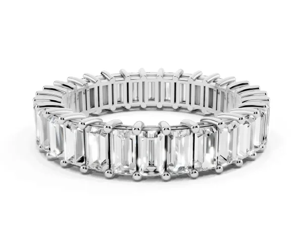 Baguette Cut Eternity Band with Shared Prong Setting White gold