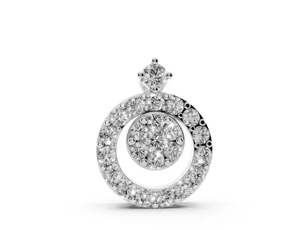 Round Halo Pavé Diamond Pendant with Four-Prong Setting White gold