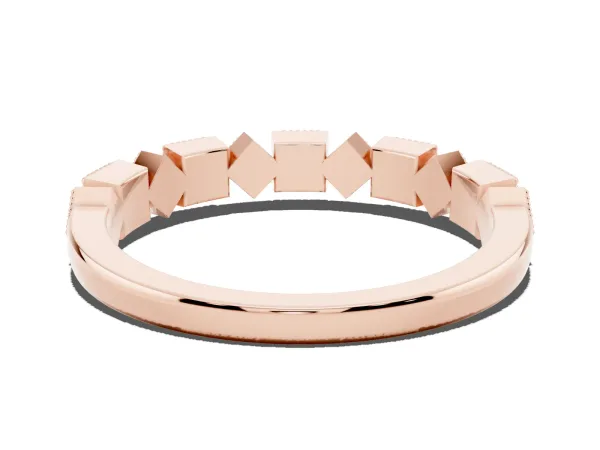 Milgrain Square Diamond Eternity Band with Bezel Setting Rose gold
