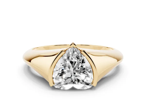 Heart Cut Solitaire Tension Set Diamond Ring Yellow gold