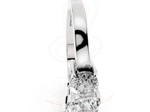 Three-Stone Heart Cut Cut Diamond Ring with Round Accent Stones, Prong Setting, and Classic Band Platinum