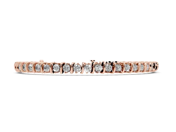 Round Diamond Spiral Tennis Bracelet with Prong Setting Rose gold