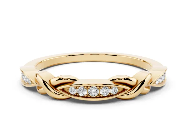 Twisted Marquise Diamond Pavé Band with Shared Prong Setting Yellow gold