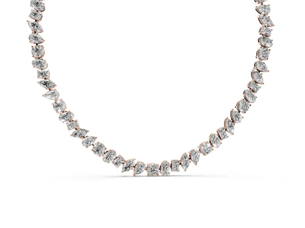 Mixed Shape Diamond Tennis Necklace Rose gold