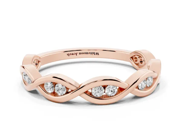 Round Diamond Twist Eternity Band with Bezel Setting Rose gold