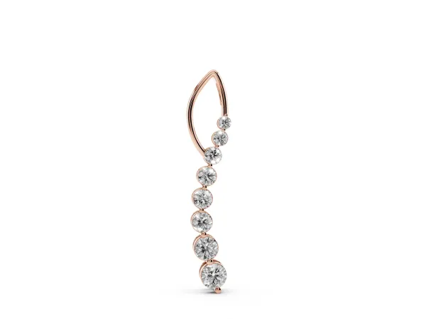 Round Diamond Channel Set Vertical Bar Pendant Rose gold