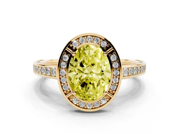 Fancy Yellow Oval Cut Cut Halo Pave Split Shank Prong Setting Ring Yellow gold
