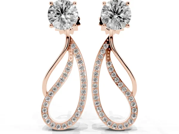 Round Cut Prong Set Diamond Infinity Drop Earrings Rose gold