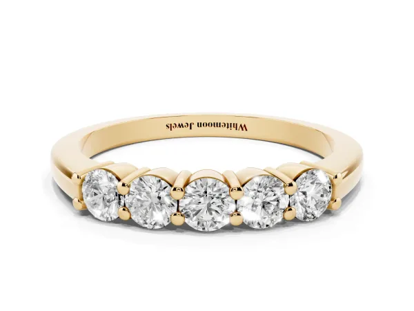 Round Cut Diamond Prong Set Half-Eternity Band Yellow gold