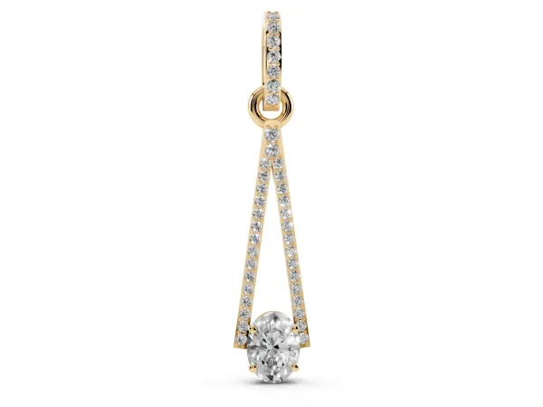 Round Diamond V-Prong Pavé Pendant Yellow gold