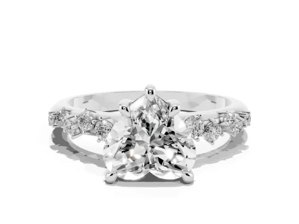 Heart Cut Cut Diamond Vine Band with Four-Prong Setting Platinum