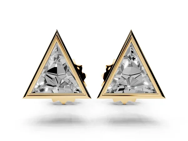 Trillion Diamond Bezel-Set Solitaire Stud Earrings Yellow gold