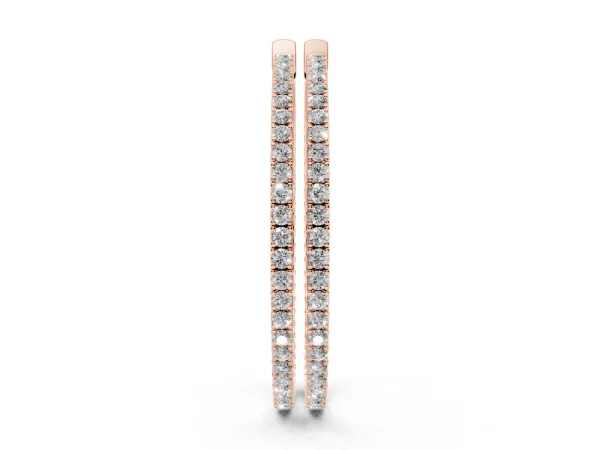 Round Cut Pave Diamond Hoop Earrings with Prong Setting Rose gold