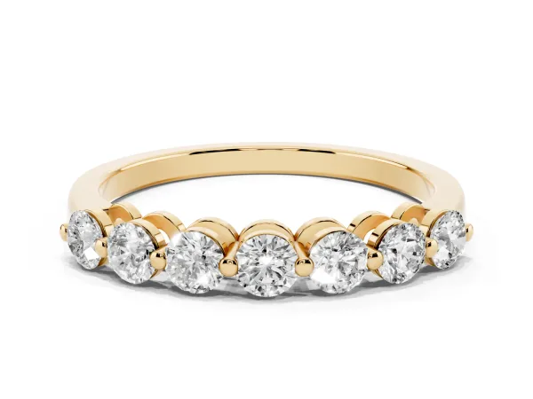 Round Cut Diamond Prong Set Half Eternity Band Yellow gold