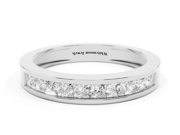 Channel Set Princess Cut Diamond Eternity Band White gold