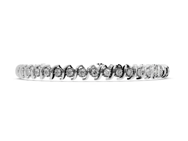 Round Diamond Spiral Prong Tennis Bracelet White gold