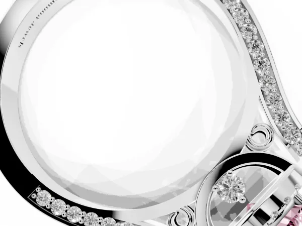 Fancy Pink Pear Cut Halo Pave Split Shank Prong Setting Ring White gold
