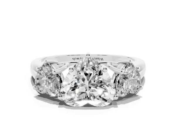 Three-Stone Heart Cut Diamond Engagement Ring with Prong Setting White gold