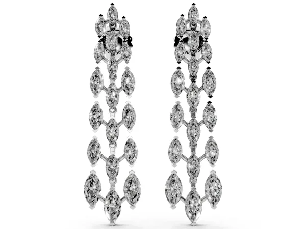 Marquise Diamond Linear Drop Earrings Platinum